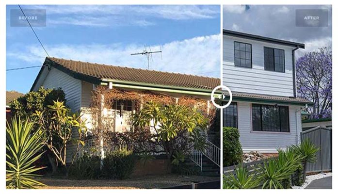 Before and After shot of a Home Addition in the Sydney suburb of Old Toongabbie using Addbuild's Classic Design Series
