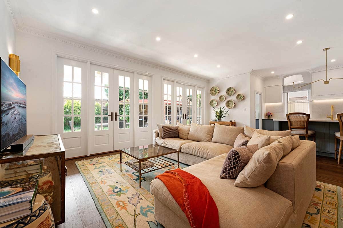 New downstairs open plan living in a Hunters Hill home with an Extension & Second-Storey Addition